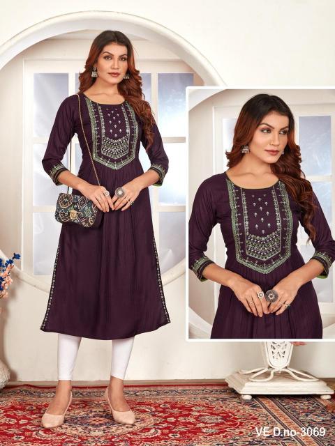 Sabella D no.3067 To 3072 Rayon Kurti Wholesale Catalog