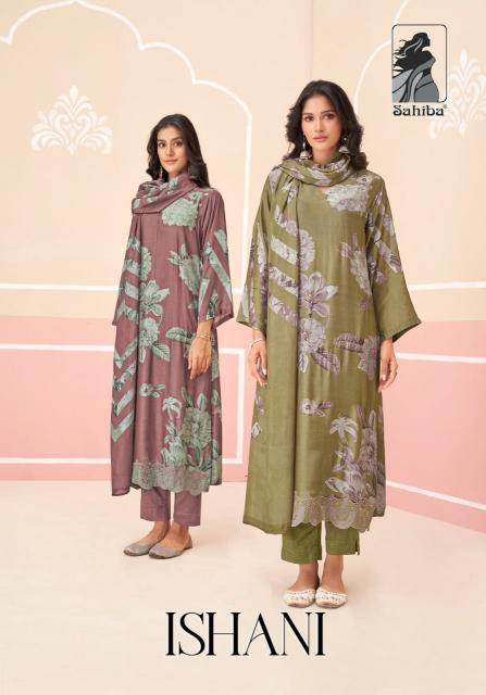 SAHIBA ISHANI Muslin Silk Digital Printed Salwar Kameez Wholesale Catalog