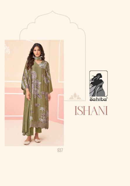 SAHIBA ISHANI Muslin Silk Digital Printed Salwar Kameez Wholesale Catalog