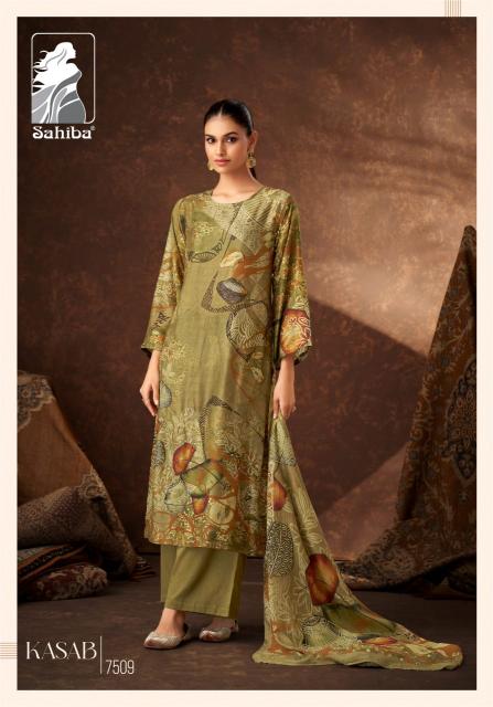 Sahiba Kasab Muslin Digital Printed Salwar Kameez Wholesale Catalog