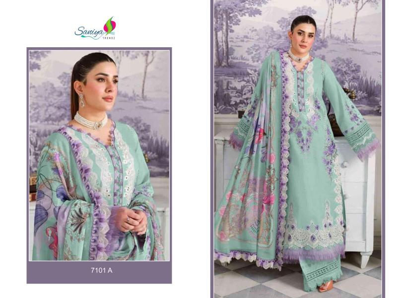 SANIYA JADE 7101 A-B-C Salwar Kameez Wholesale Catalog
