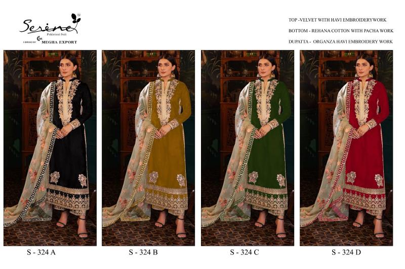 SERINE S 324 A-B-C-D Pakistani Suits Wholesale Catalog