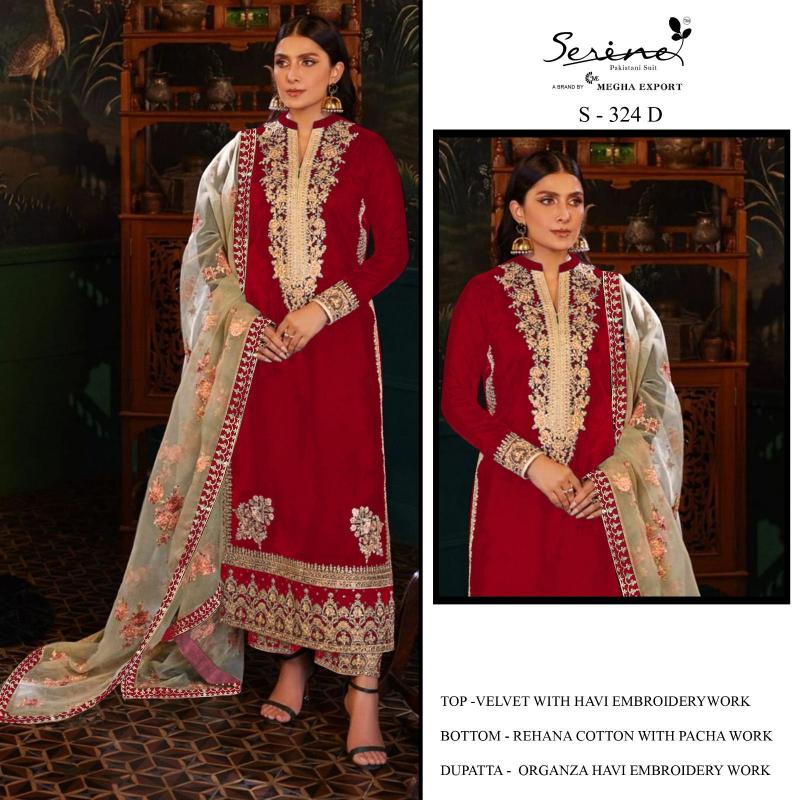 SERINE S 324 A-B-C-D Pakistani Suits Wholesale Catalog