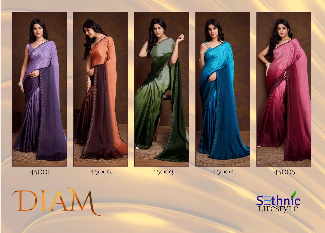Sethnic Diam Shaded Chinon Fancy Saree Wholesale Catalog