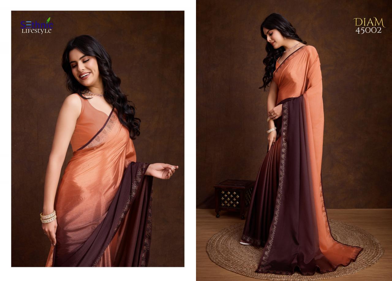 Sethnic Diam Shaded Chinon Fancy Saree Wholesale Catalog