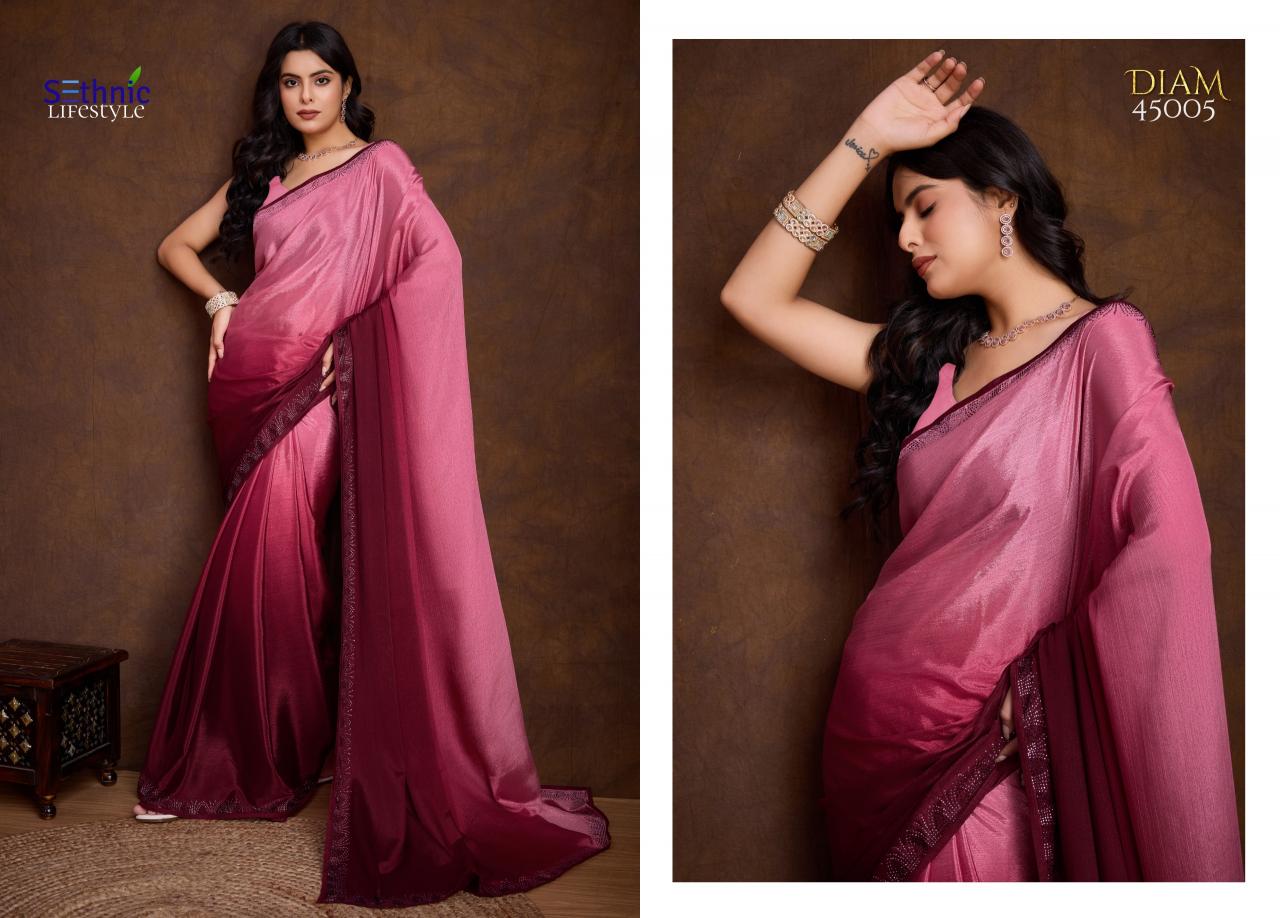 Sethnic Diam Shaded Chinon Fancy Saree Wholesale Catalog
