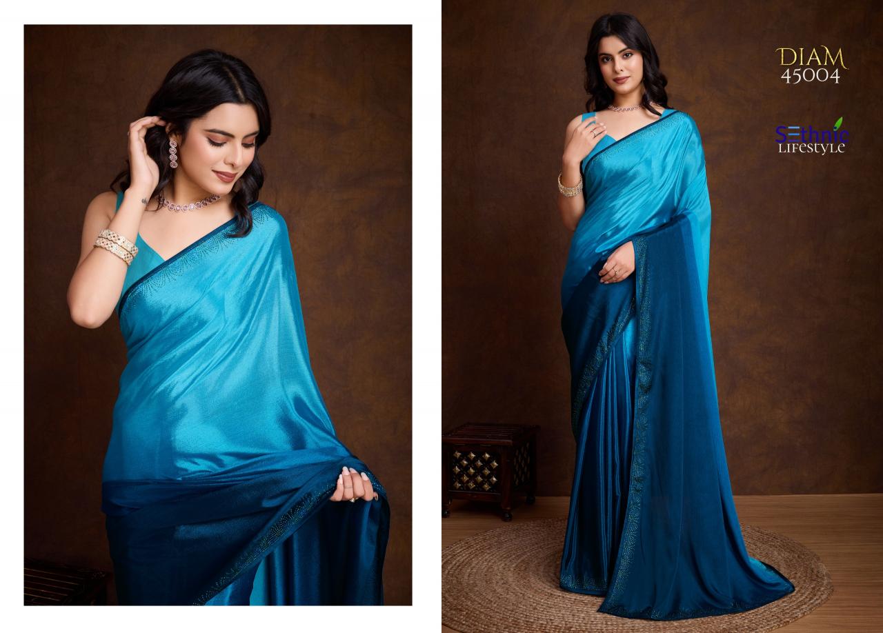 Sethnic Diam Shaded Chinon Fancy Saree Wholesale Catalog