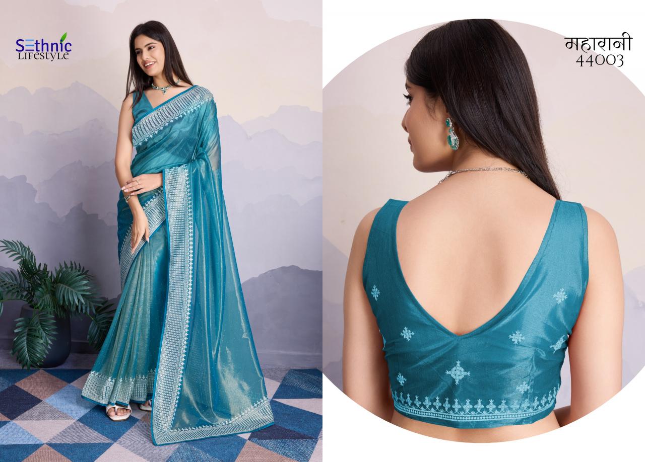 Sethnic Maharani Twill Net Fancy Saree Wholesale Catalog