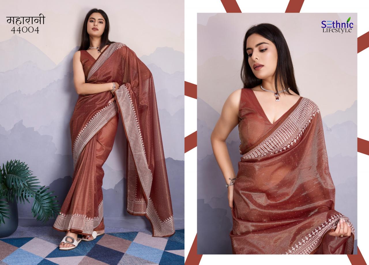 Sethnic Maharani Twill Net Fancy Saree Wholesale Catalog
