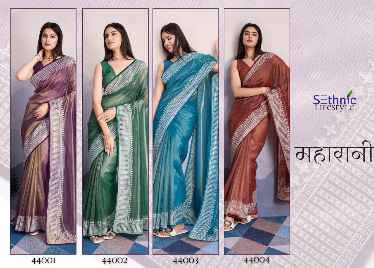 Sethnic Maharani Twill Net Fancy Saree Wholesale Catalog