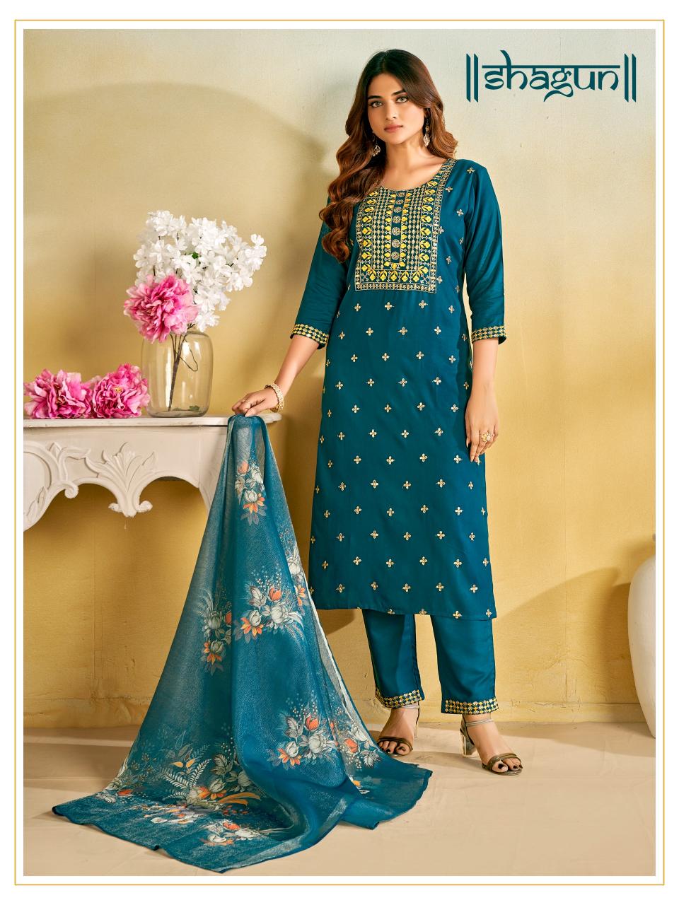 Shagun Embroidered Kurtis Online India Wholesale Catalog