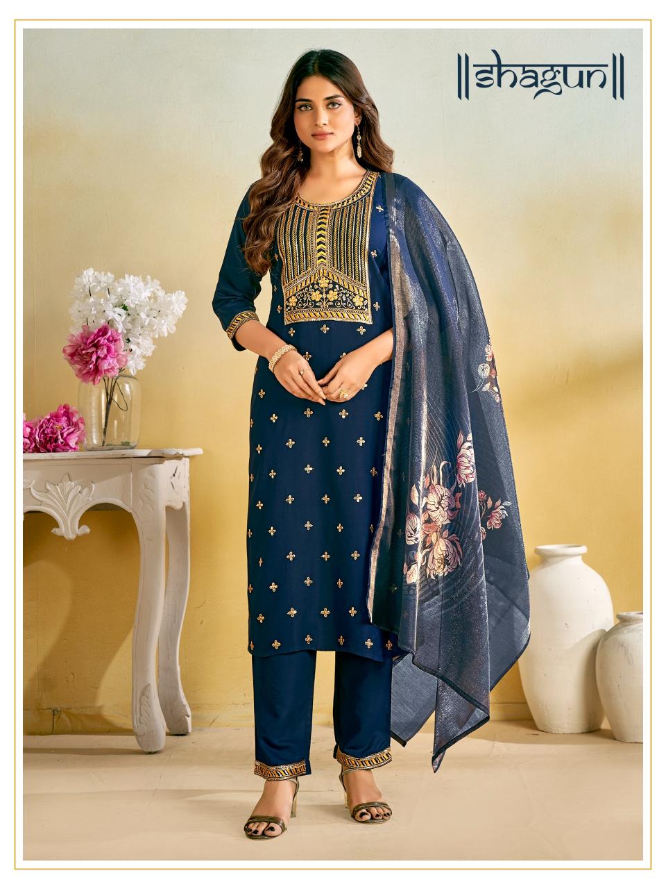Shagun Embroidered Kurtis Online India Wholesale Catalog
