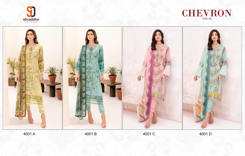 Sharaddha Chevron Vol 4 Chiffon Dupatta Pakistani Suits Wholesale Catalog