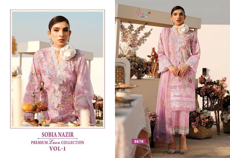 Shree Sobia Nazir Premium Lawn Collection Vol 1 Chiffon Dupatta Salwar Kameez Wholesale Catalog