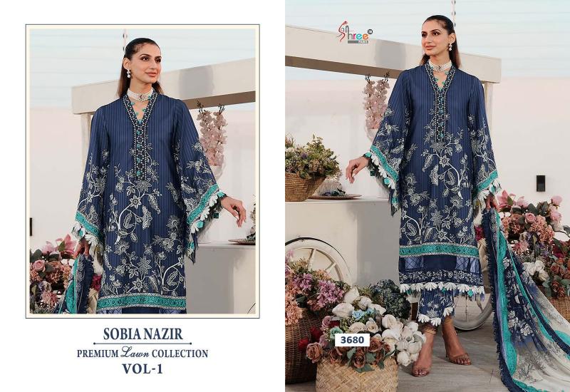 Shree Sobia Nazir Premium Lawn Collection Vol 1 Chiffon Dupatta Salwar Kameez Wholesale Catalog