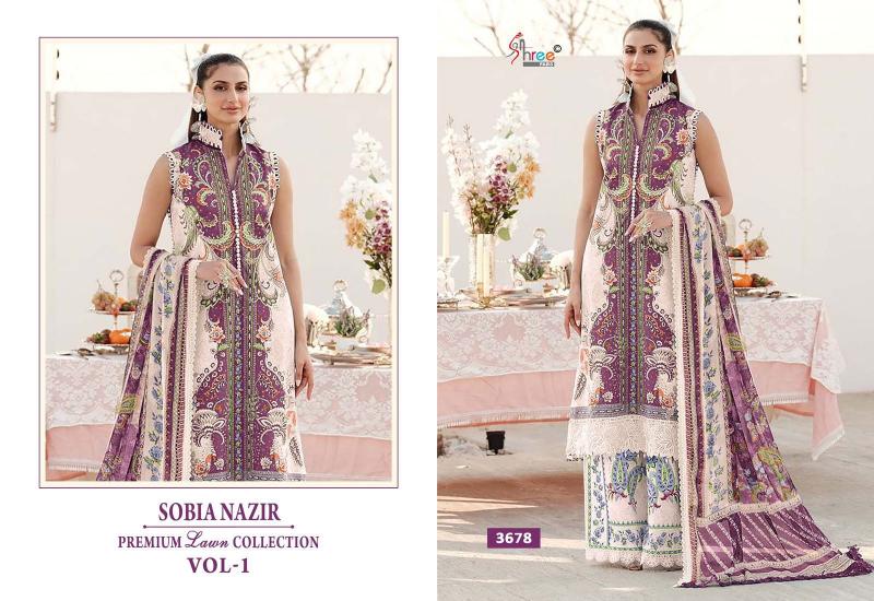 Shree Sobia Nazir Premium Lawn Collection Vol 1 Chiffon Dupatta Salwar Kameez Wholesale Catalog