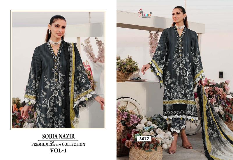 Shree Sobia Nazir Premium Lawn Collection Vol 1 Chiffon Dupatta Salwar Kameez Wholesale Catalog