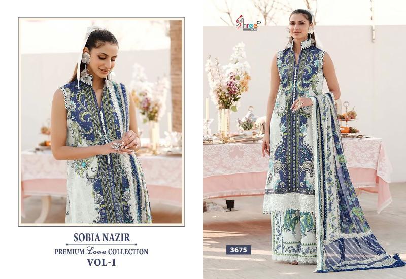 Shree Sobia Nazir Premium Lawn Collection Vol 1 Chiffon Dupatta Salwar Kameez Wholesale Catalog