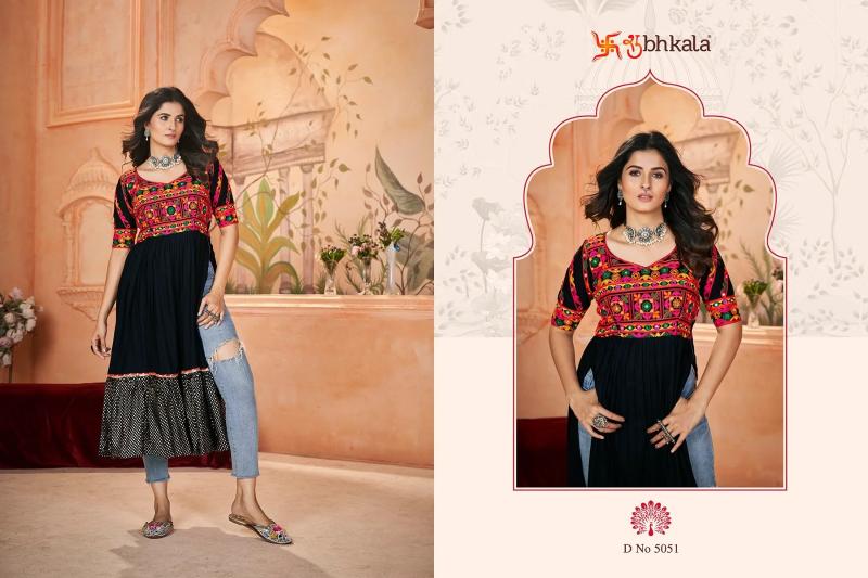 SHUBHKALA FLORY VOL 49 New Exclusive Embroidered with Print Designer Kurti Wholesale Catalog