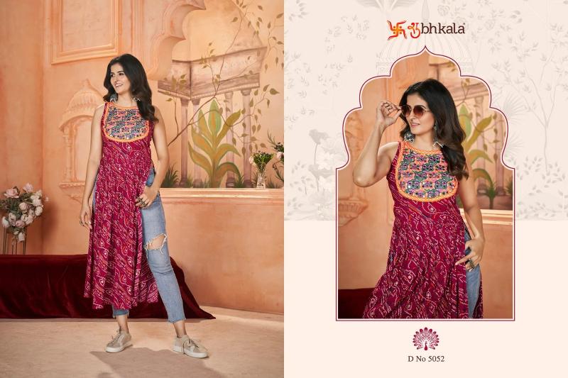 SHUBHKALA FLORY VOL 49 New Exclusive Embroidered with Print Designer Kurti Wholesale Catalog