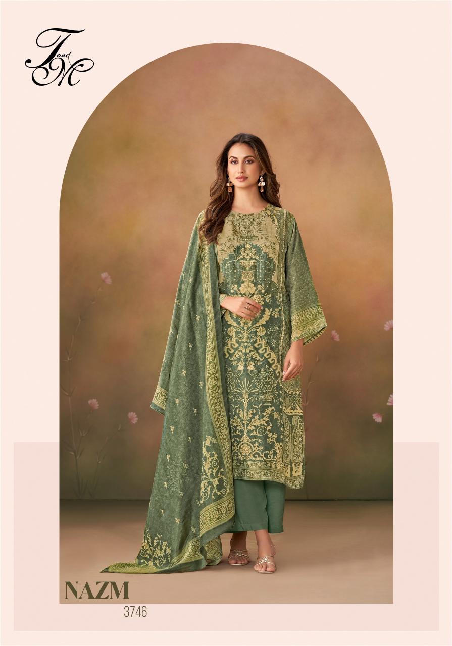 T&M NAZM Viscose Digital Printed Salwar Kameez Wholesale Catalog