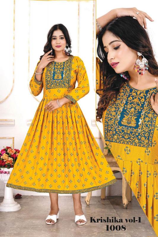 TRENDY KRISHIKA VOL.1 Frock Style Kurti Online India Wholesale Catalog
