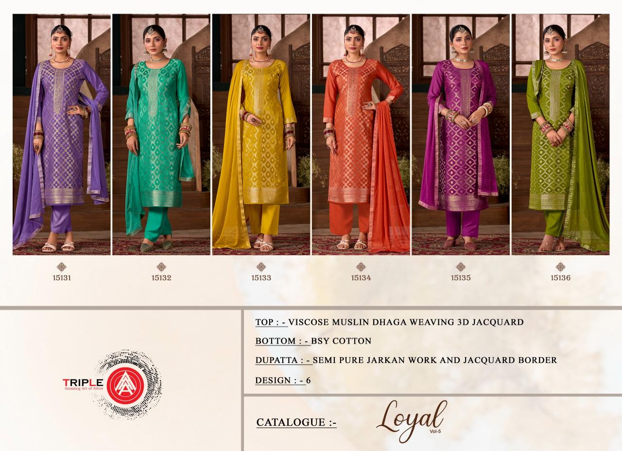 Triple aa Loyal Vol 5 Dress Material Wholesale Catalog