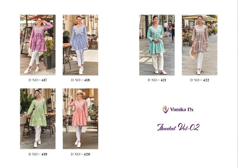 Vamika Ibadat Vol 2 (D.no.417 To 422) TUNIC Kurti Wholesale catalog