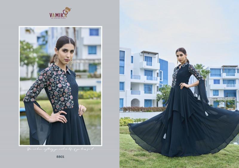 Vamika Mirza Georgette Fancy Gown Kurti Wholesale Catalog