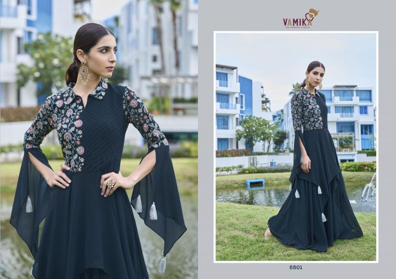 Vamika Mirza Georgette Fancy Gown Kurti Wholesale Catalog
