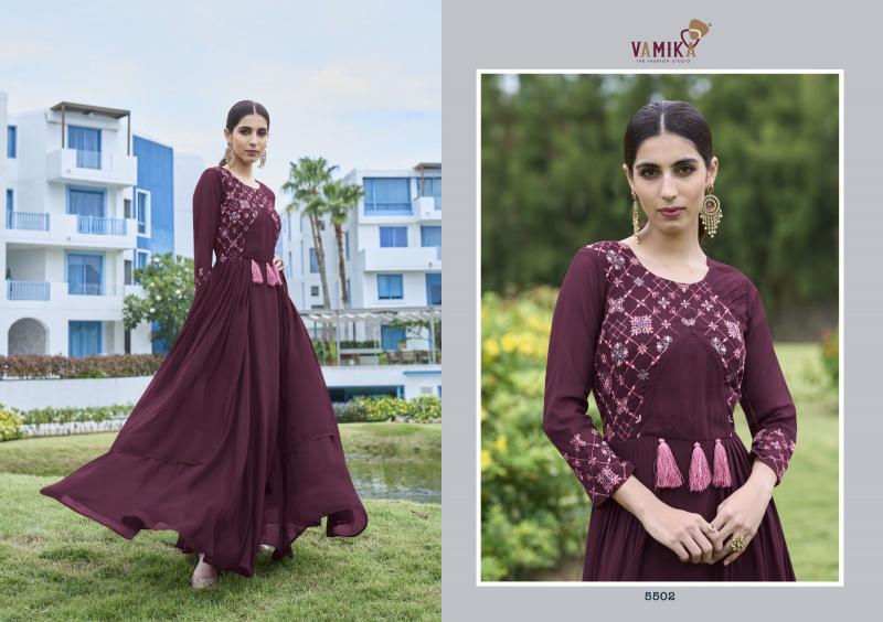 Vamika Mirza Georgette Fancy Gown Kurti Wholesale Catalog