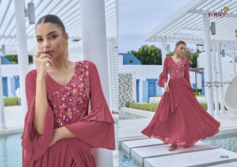 Vamika Mirza Georgette Fancy Gown Kurti Wholesale Catalog