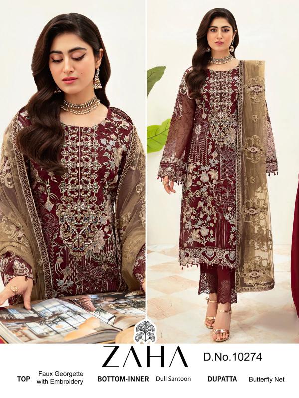 Zaha 10274 Georgette Pakistani Suit Wholesale Catalog
