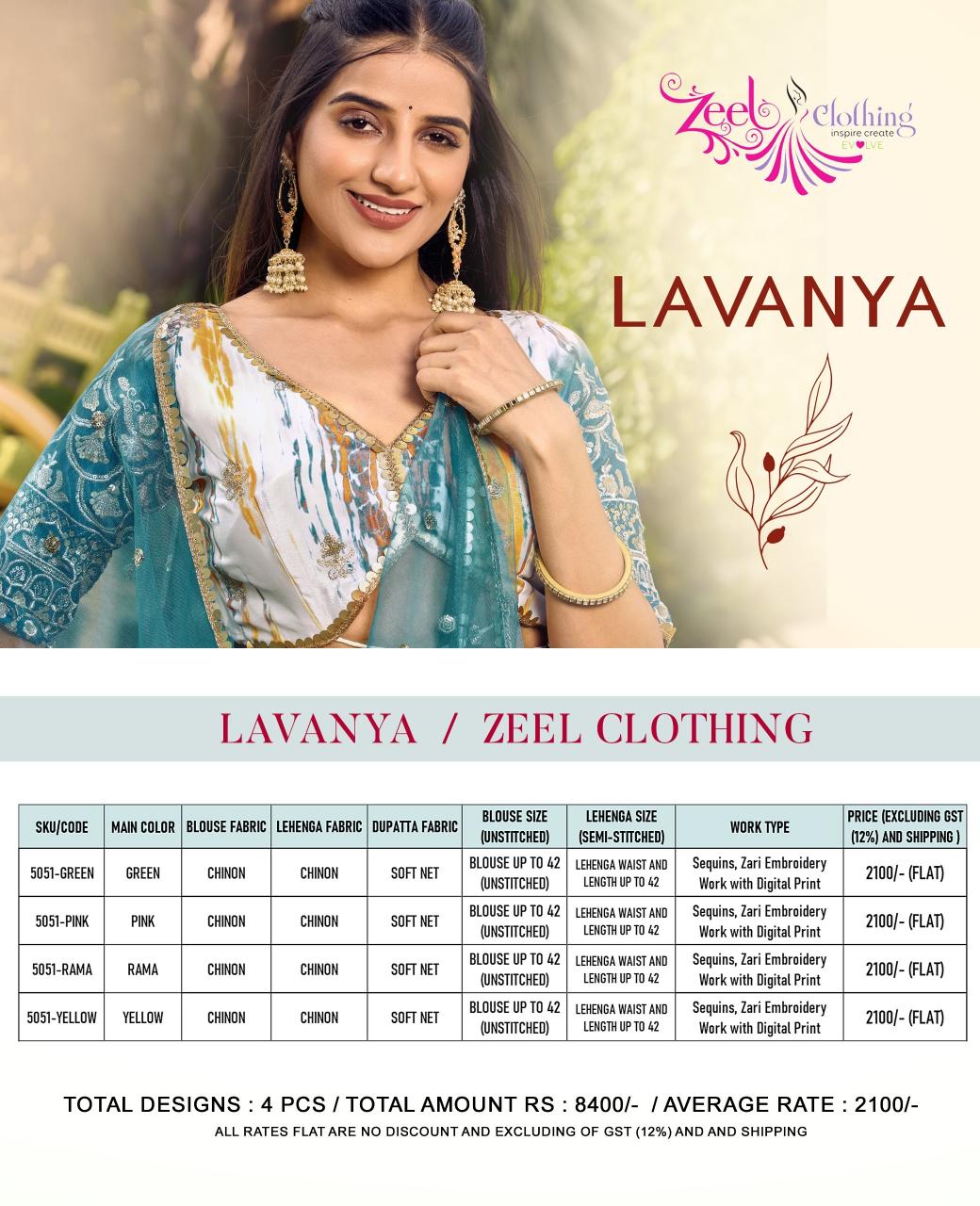 Zeel Lavanya Chinon Designer Silk Lehenga Wholesale Catalog