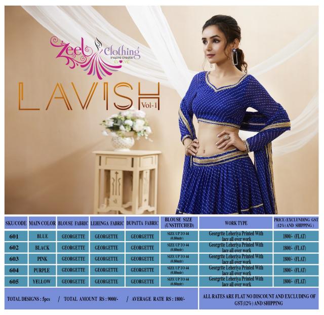 Zeel Lavish Vol 1 Georgette Designer Lehenga Wholesale Catalog