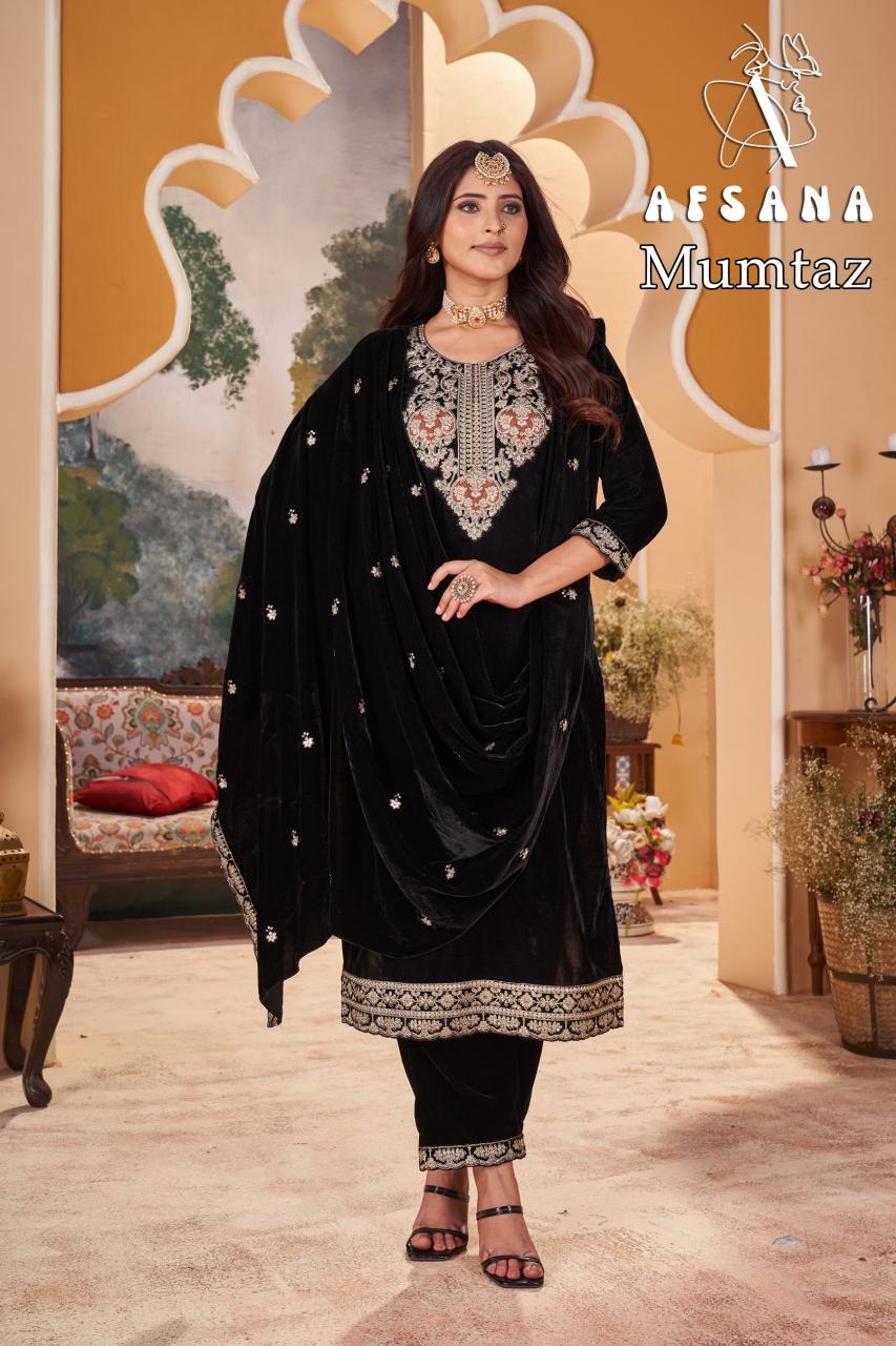 Afsana Mumtaz Velvet Embroidered Pakistani Suits wholesale catalog