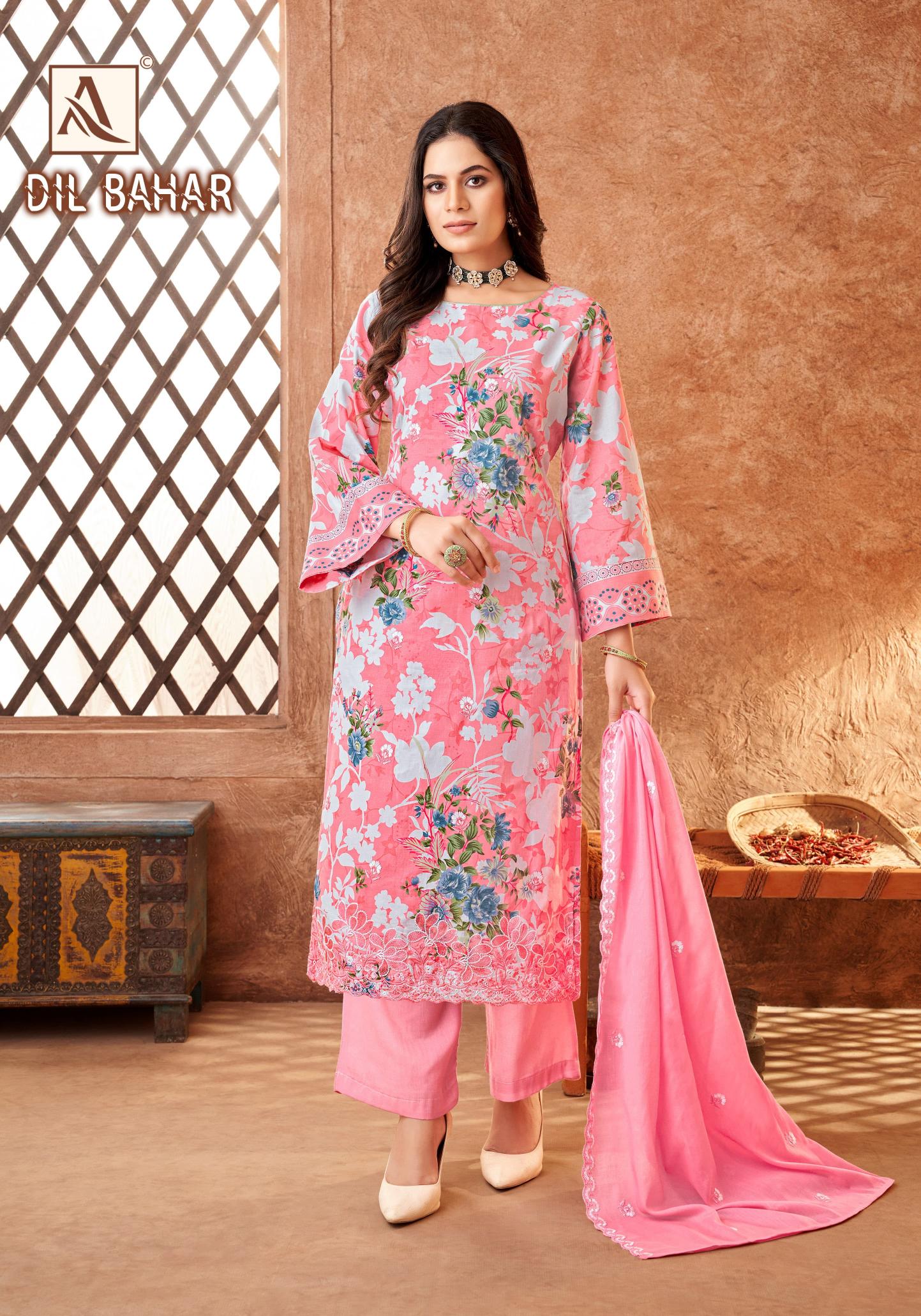 Alok Dil Bahar Embroidery Cotton Dress Material Wholesale Price in