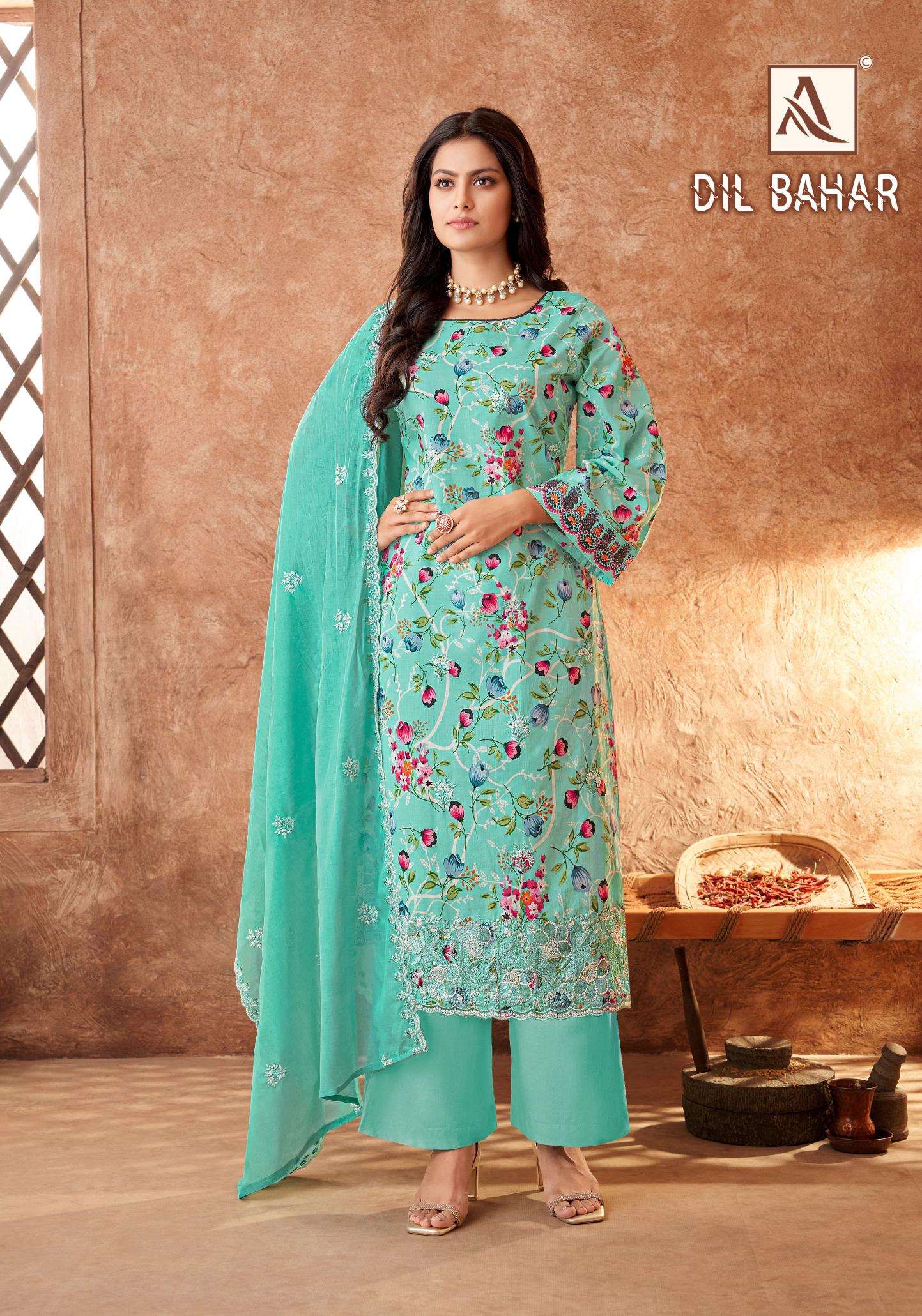 Alok Dil Bahar Embroidery Cotton Dress Material Wholesale Price in