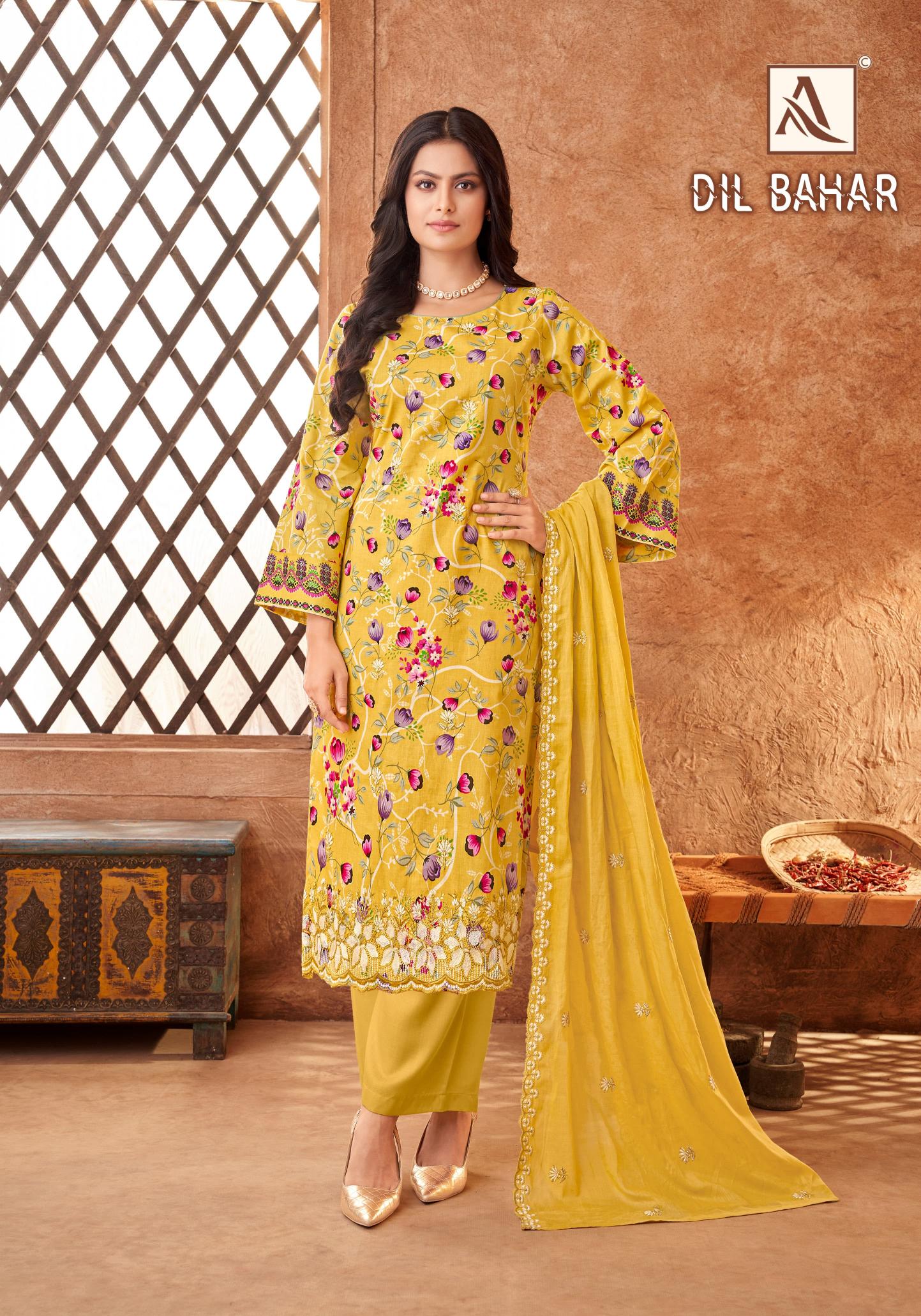 Alok Dil Bahar Embroidery Cotton Dress Material Wholesale Price in