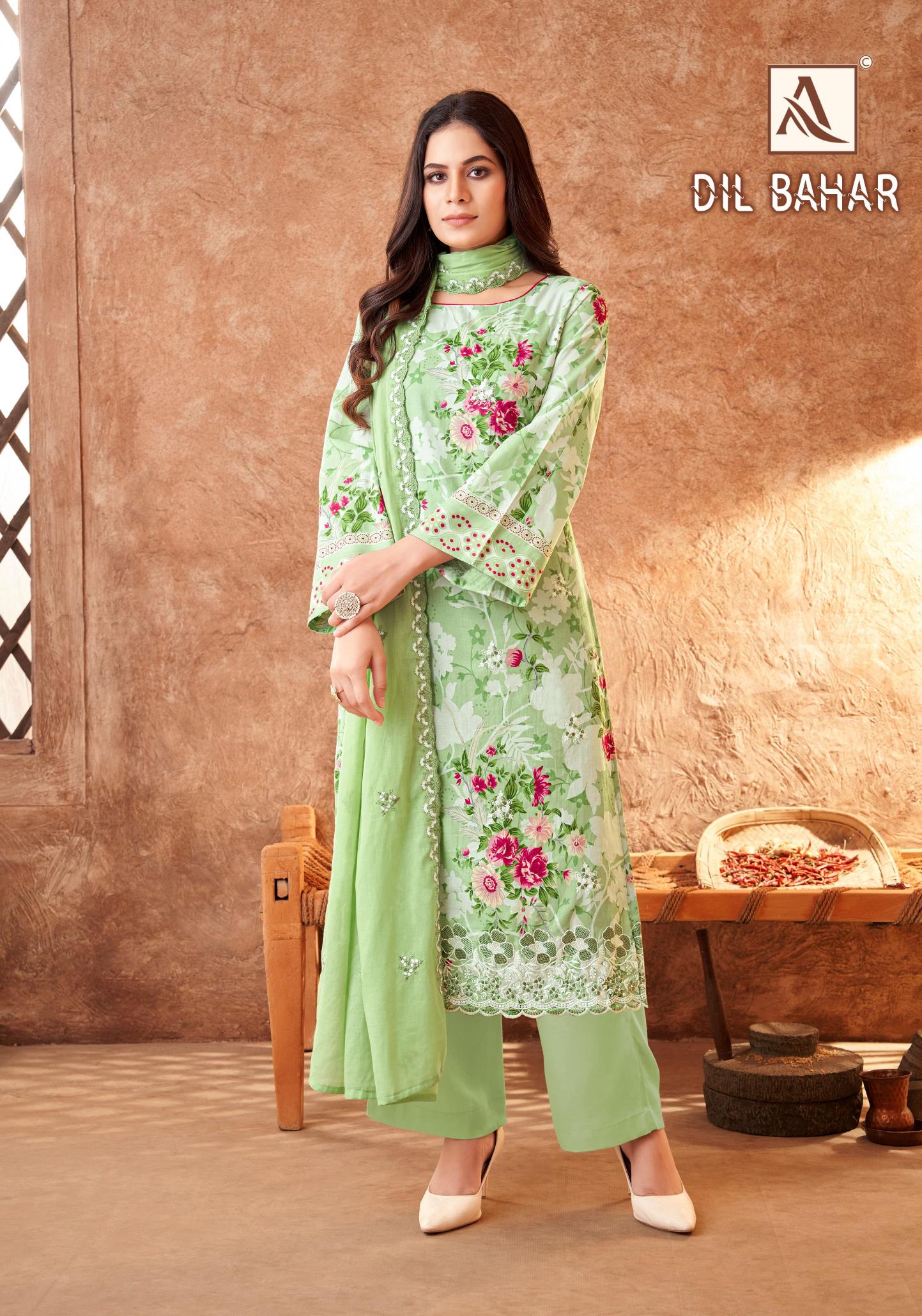Alok Dil Bahar Embroidery Cotton Dress Material Wholesale Price in