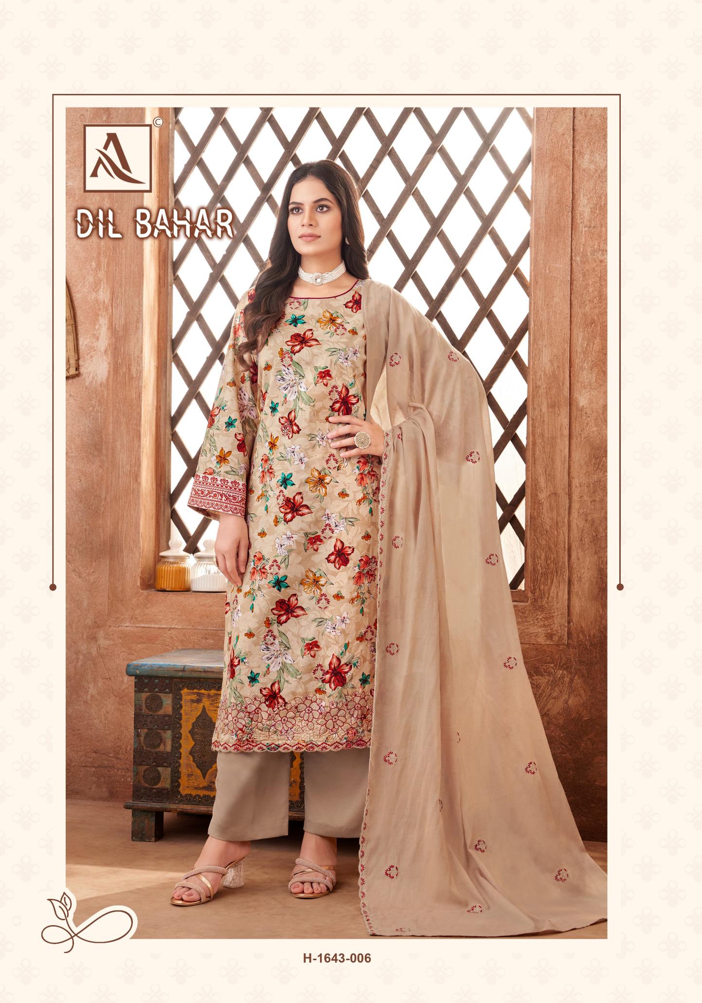 Alok Dil Bahar Embroidery Cotton Dress Material Wholesale Price in