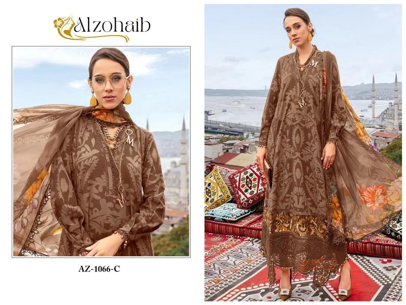 Alzohaib Az 1066 Cotton Dupatta Pakistani Suits Wholesale Catalog