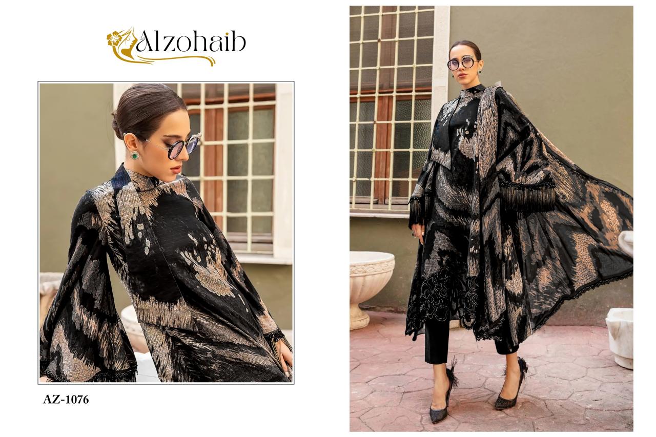 Alzohaib Az 1075 And 1076 Cotton Dupatta Pakistani Suits Wholesale Catalog