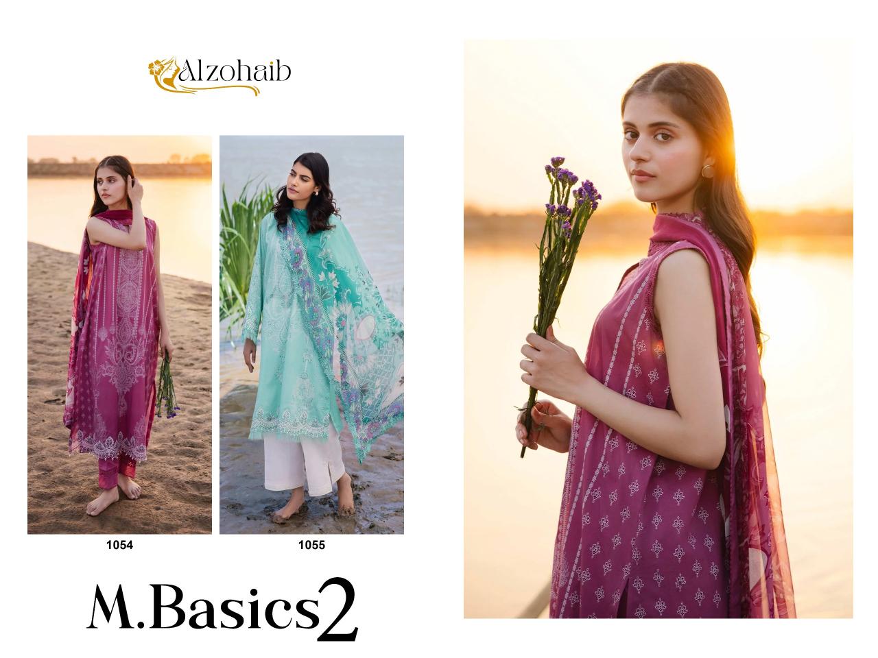 Alzohaib M Basics 2 Cotton Dupatta Pakistani Suits Wholesale Catalog