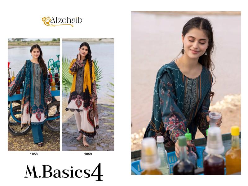 Alzohaib M Basics 4 Cotton Pakistani Suits Wholesale Catalog