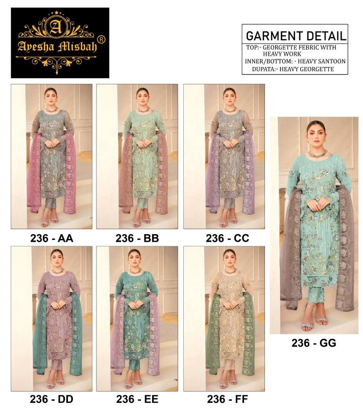 Ayesha Misbah 236 Georgette Pakistani Suit Wholesale Catalog