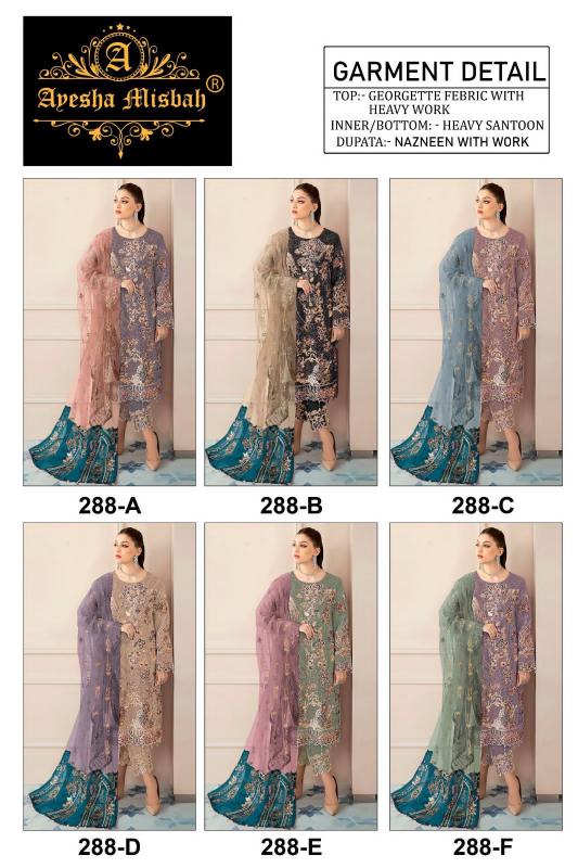 Ayesha Misbah 288 Georgette Pakistani Suit Wholesale Catalog
