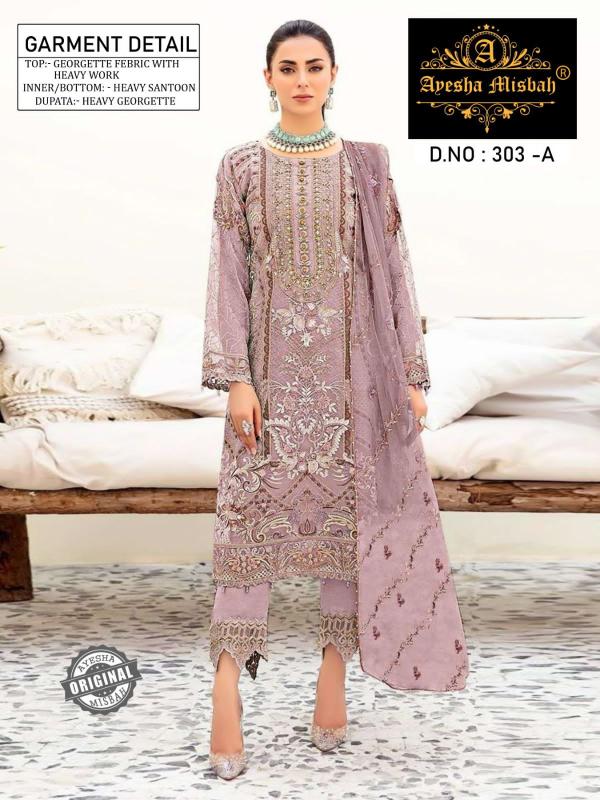Ayesha Misbah 303 Georgette Pakistani Suit Wholesale Catalog