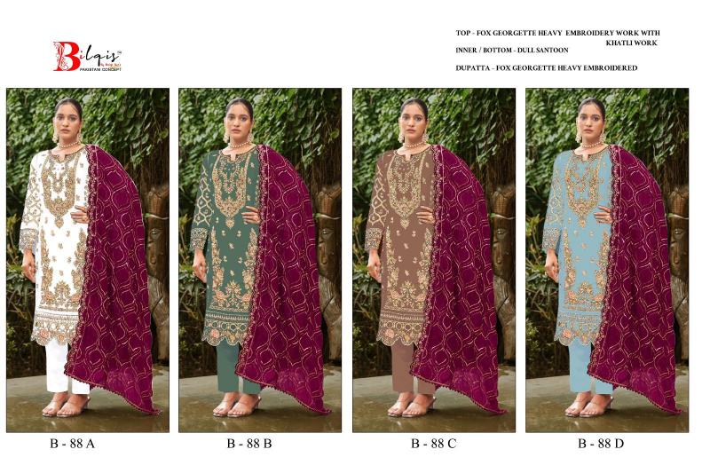 Bilqis B 88 A to D Pakistani Suits Wholesale Catalog