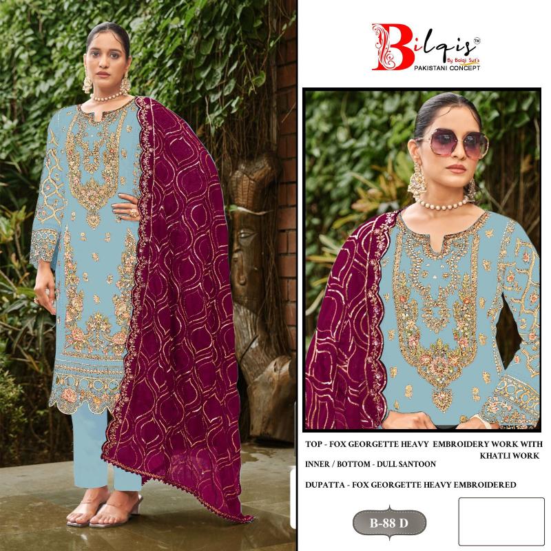 Bilqis B 88 A to D Pakistani Suits Wholesale Catalog